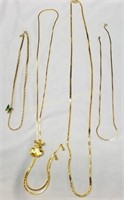 (4) Gold Tone Necklaces