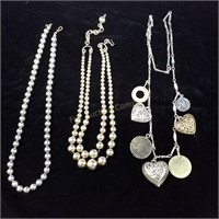 (3) Unmarked Silvertone Necklaces
