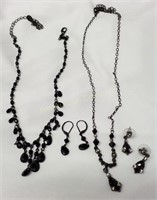 1998 & 2028 Black Necklace & Earrings Sets