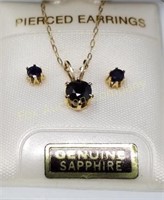 10k Sapphire Necklace & Earrings