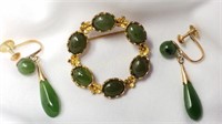 Jade Pin & Earrings