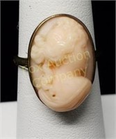 14k Pink Cameo Ring Size 5 3/4