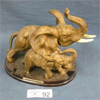 Elephant Figure on Wooden Base