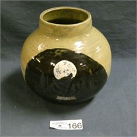 Pottery Vase with Wolf Scene - Signed RS