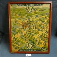 Stay on Sidewalk Tin Game Board