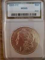 1885 Carson City Silver Morgan Dollar, MS65