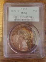 1879-S Silver Morgan Dollar, MS63, PCGS Graded