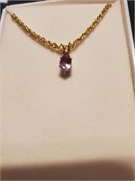 Goldtone Purple Amethyst Necklace