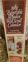 1988 Reversible Woode Wall scroll Calendar, NEW