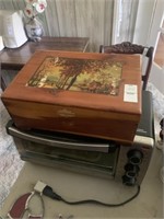 toaster oven and wood box