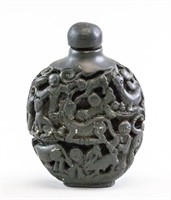 Chinese Openwork Carved Blackwood Snuff Bottle