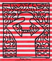 American Pop Oil on Canvas Signed Keith Haring