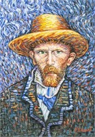 Dutch Oil on Canvas Self Portrait Signed Vincent