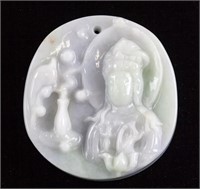 Jadeite Carved Guanyin Guanyin Lavender Pendant