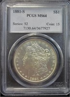 1881-S MORGAN DOLLAR PCGS MS64