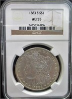 1883-S SILVER MORGAN DOLLAR NGC AU55