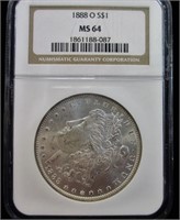 1888-O SILVER MORGAN DOLLAR NGC MS64