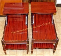 Pr. Vintage Mahogany Tiered End Tables
