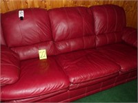 Burgandy leather sofa