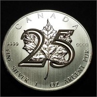 2013 CANADA - .9999 Ag 1 OZT 25th Ann. Maple Leaf