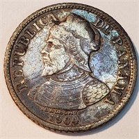 1904 Panama 5 Centesimos - 90% Silver