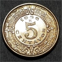 1936 MEXICO 5 CENTAVOS - Mint State Sizzler!