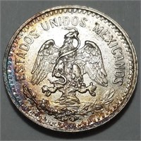 1906 MEXICO 20 CENTAVOS - 80% Silver BU Toner