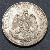 1919 MEXICO 20 CENTAVOS - 80% Silver BU Stunner