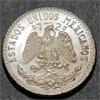 1942 MEXICO 20 CENTAVOS - 72% Silver MS Dazzler