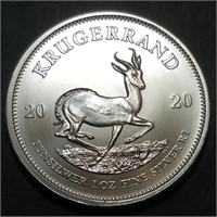 2020 South Africa Krugerrand - 1 OZT .999 Silver