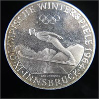 1964 Austria 50 Schilling - 90% Silver - Toned Rev