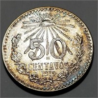 1919 MEXICO 50 CENTAVOS - 80% Silver BU Stunner