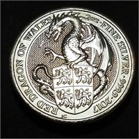 2017 ENGLAND - Queen's Beasts 2 OZT .9999 Dragon