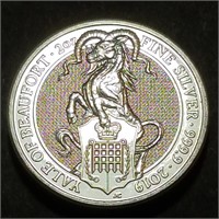 2019 ENGLAND - Queen's Beasts 2 OZT .9999 Yale Ram