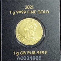 2021 Canada GOLD 1 gram Maple in Assay
