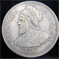 1904 Panama 50 Centesimos (Silver Crown) - XF45/AU