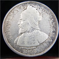 1905 Panama 50 Centesimos (Silver Crown) - Scarce