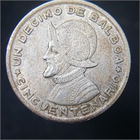 1953 Panama 1/10th Balboa - 90% Silver Dime
