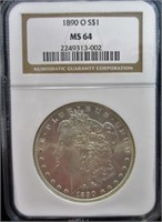 1890-O SILVER MORGAN DOLLAR NGC MS64