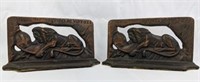 Vintage Lion of Lucerne Copper Washed Bookends