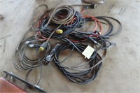 GROUP OF ELECTRICAL CORDS, & TREBLE LIGHTS, JUMPER