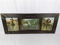 Antique Frame with Trio of English Fox Hurting