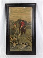 Antique Framed Fox Hunting Scene