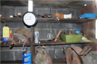GROUP OF MISC TOOLS ON SHELF