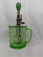 Green Depression Glass A & J Beater Mixer and