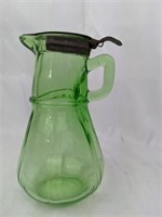 Vintage Green Depression Glass Syrup Dispenser