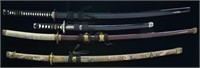 4 SAMURAI STYLE SWORDS.