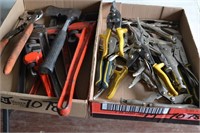2 flats of - wrenches, tin snips, crescent wrench