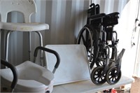 Wheel chair, Shower chair, toilet seat, Table