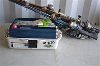Fishing rods, tackle box, reels